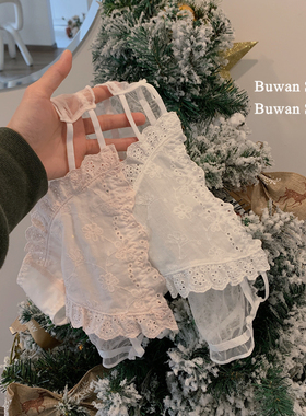 不晚工作室 复古刺绣棉质性感腰镂空侧拉带内裤网纱透气三角裤女