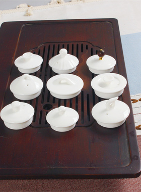 羊脂玉白瓷陶瓷壶盖全白好搭好拿井栏壶西施壶盖子茶壶盖配件配盖