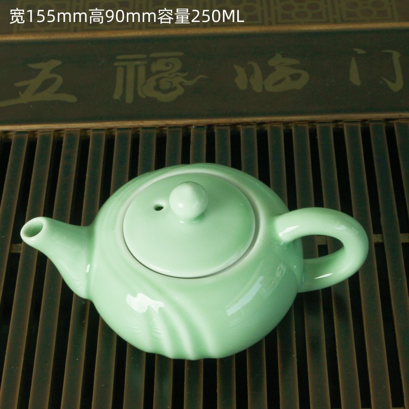 青瓷单品茶具套装盖碗茶壶茶海茶漏彩鲤鱼杯子烟灰缸六君子精致