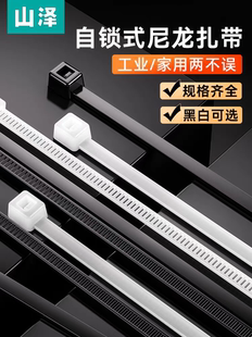 专业小号理线带固定绑带 山泽 自锁式 尼龙扎带 100mm 白色2.5