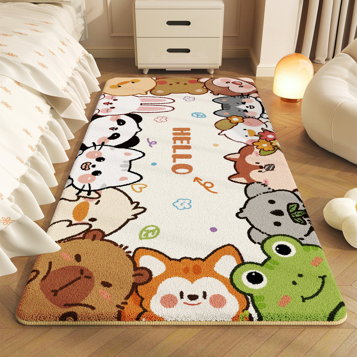 儿童房床边毯卡通女孩卧室床前长条毛绒脚垫冬季加厚客厅茶几毯,居家布艺,地毯,淘宝优惠券,粉丝福利购,淘宝优惠卷