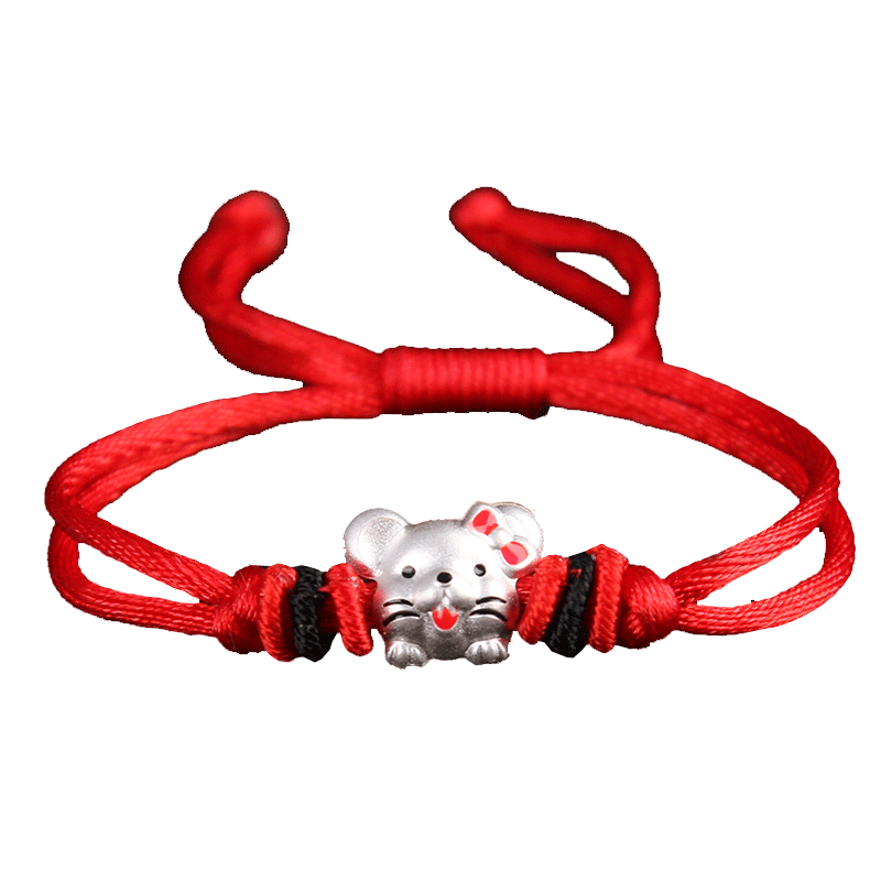 银鼠红绳手链生肖本命年男女