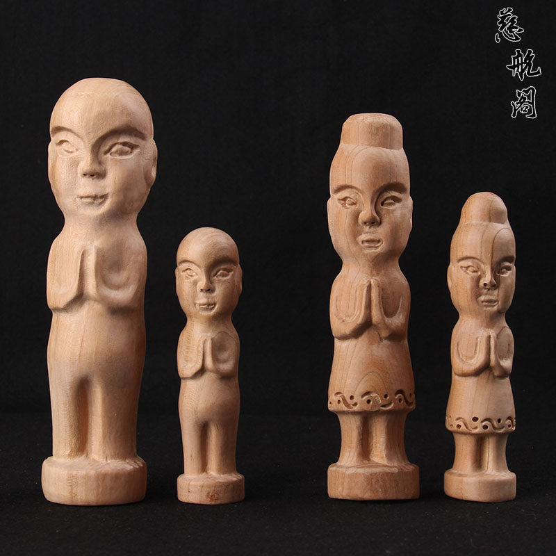 泰山慈航阁桃木人挂件摆件儿童宝宝无漆手工雕刻桃木人钥匙扣