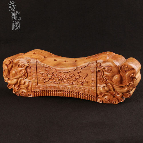 桃木枕头镂空可加藏硬枕送长辈