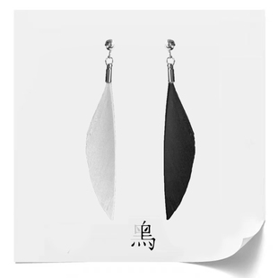 半圓幾何羽毛簡約時尚 男女通用耳釘無痛耳夾耳飾原創(chuàng)設計師925銀