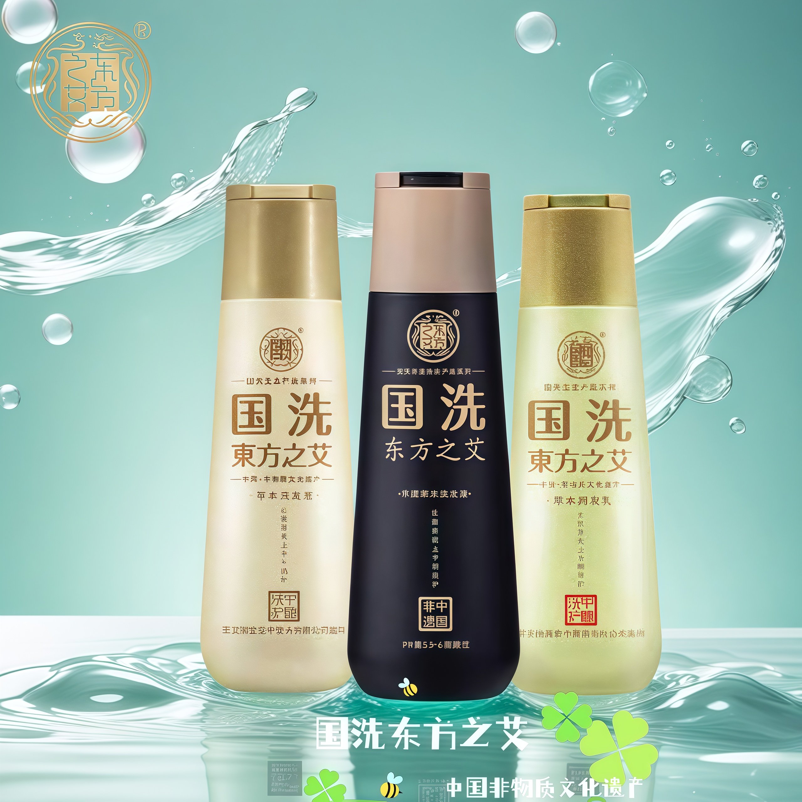 国洗东方之艾草本熬制洗发水润发乳沐浴露洗护套装非遗版
