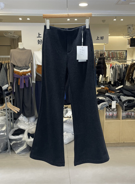 E时尚E9658正版冬新款韩版高腰显瘦加绒休闲裤女休闲百搭喇叭长裤