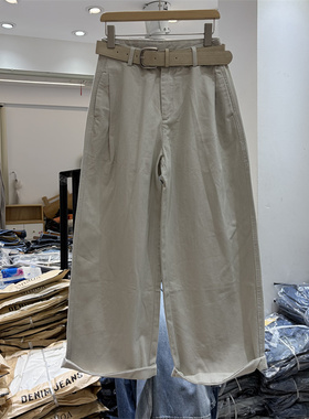 欧货73206-3正版春季韩系百搭高腰宽松显瘦百搭阔腿弯刀牛仔裤女