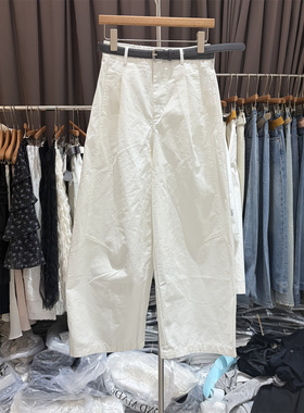 题町57002-1正品春夏新品韩系高腰宽松显瘦百搭休闲弯刀阔腿裤女