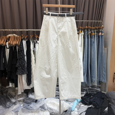 题町57002-1正品春夏新品韩系高腰宽松显瘦百搭休闲弯刀阔腿裤女