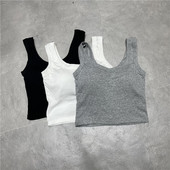 网红法式 四季 款 带胸垫一体式 性感紧身内搭防走光打底吊带衫 背心女