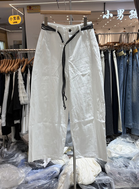 欧洲站2026春季韩系设计感宽松显瘦百搭休闲弯刀阔腿裤女41BK559