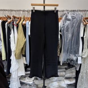 2K182 女百搭九分休闲裤 摩登mdeng197春季 新韩系高腰木耳边直筒裤