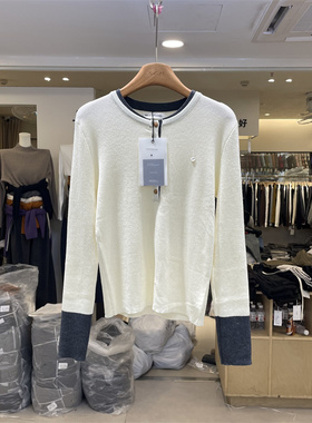 NICE8552正版2025秋冬韩系半纽扣撞色圆领高级感长袖针织衫上衣女