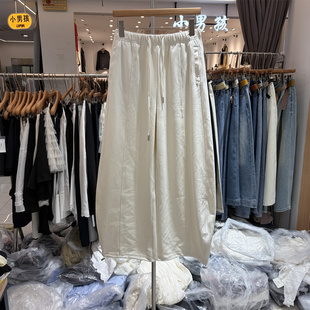 卫裤 欧洲站2026春季 脚可抽绳直筒休闲裤 韩系松紧腰显瘦裤 女1053 款