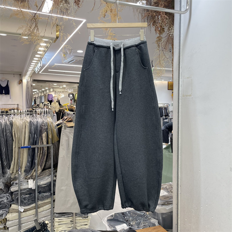 喜大东9370-1正版冬季松紧高腰显瘦宽松阔腿加绒卫裤弯刀休闲裤女,女装/女士精品,休闲裤,淘宝优惠券,粉丝福利购,淘宝优惠卷