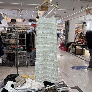NICE奈斯88038正品 木耳边设计蕾丝拼接吊带连衣裙女 春夏韩系时尚