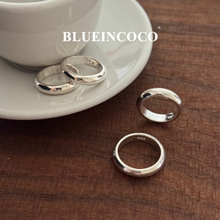 韩国INS小众轻奢感简约百搭光面圆弧戒指纯银S925女泥鳅背银指环
