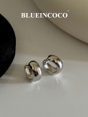 纯银925光面圆圈耳圈日常百搭法式 耳扣小众气质通勤耳环女ins风