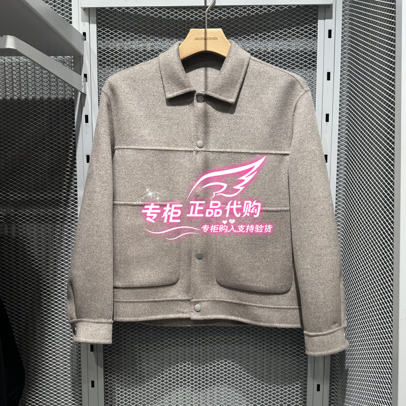 杰克琼斯常规休闲百搭翻领毛呢外套 224427035 G11 6905571209613