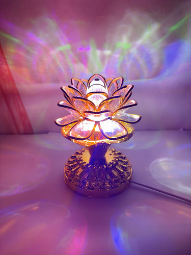 LED自动旋转莲花灯荷花灯舞台灯七彩家用满天星水晶魔球闪光灯