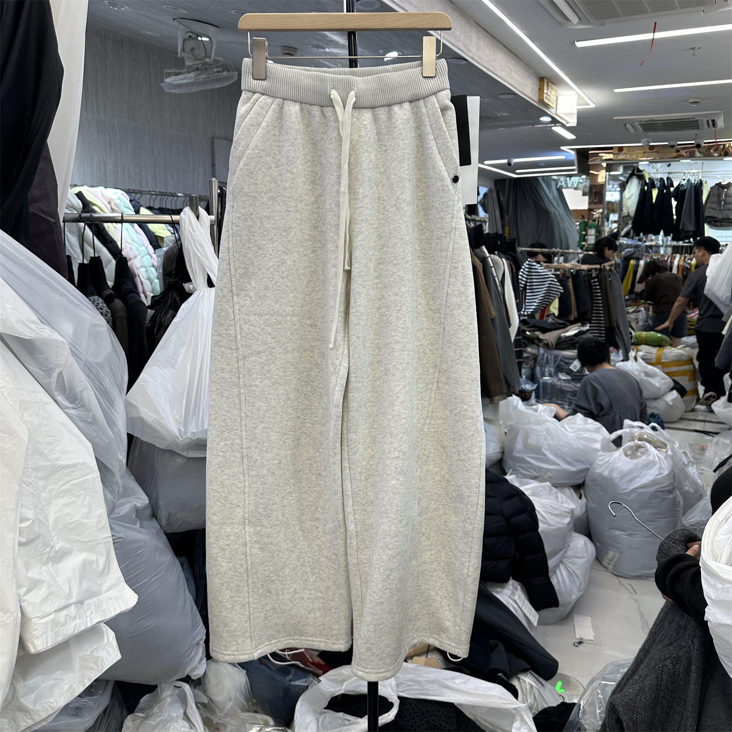 慵懒风抽绳高腰显瘦弯刀裤休闲裤