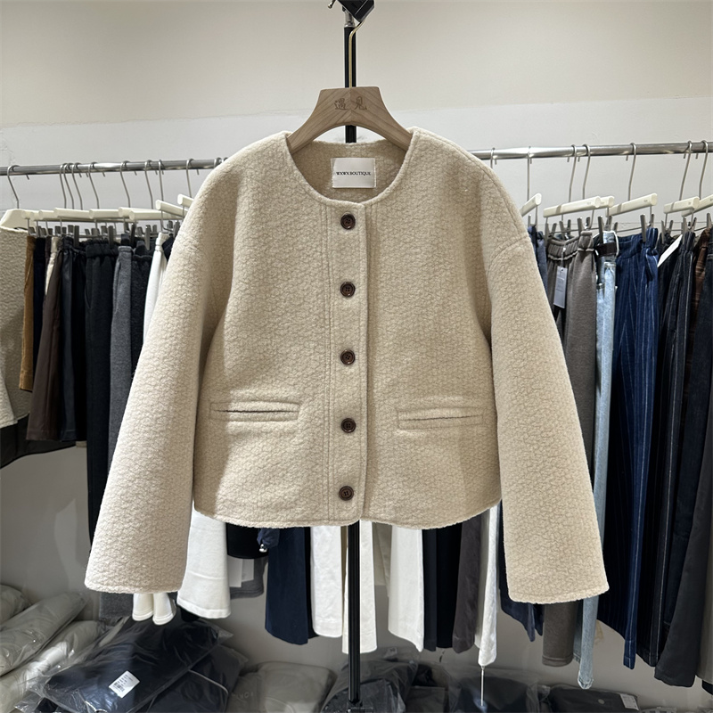 小个子百搭羊羔毛夹棉外套女