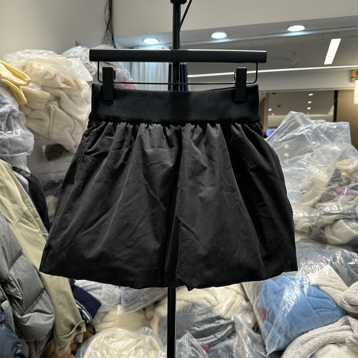 欧货2025冬款时尚简约气质松紧腰高腰A字蓬蓬裙棉半裙女短裙5803