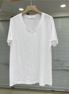 runxi润熙54070正品春夏韩版勾破V领简约上衣棉T恤女打底衫内搭T