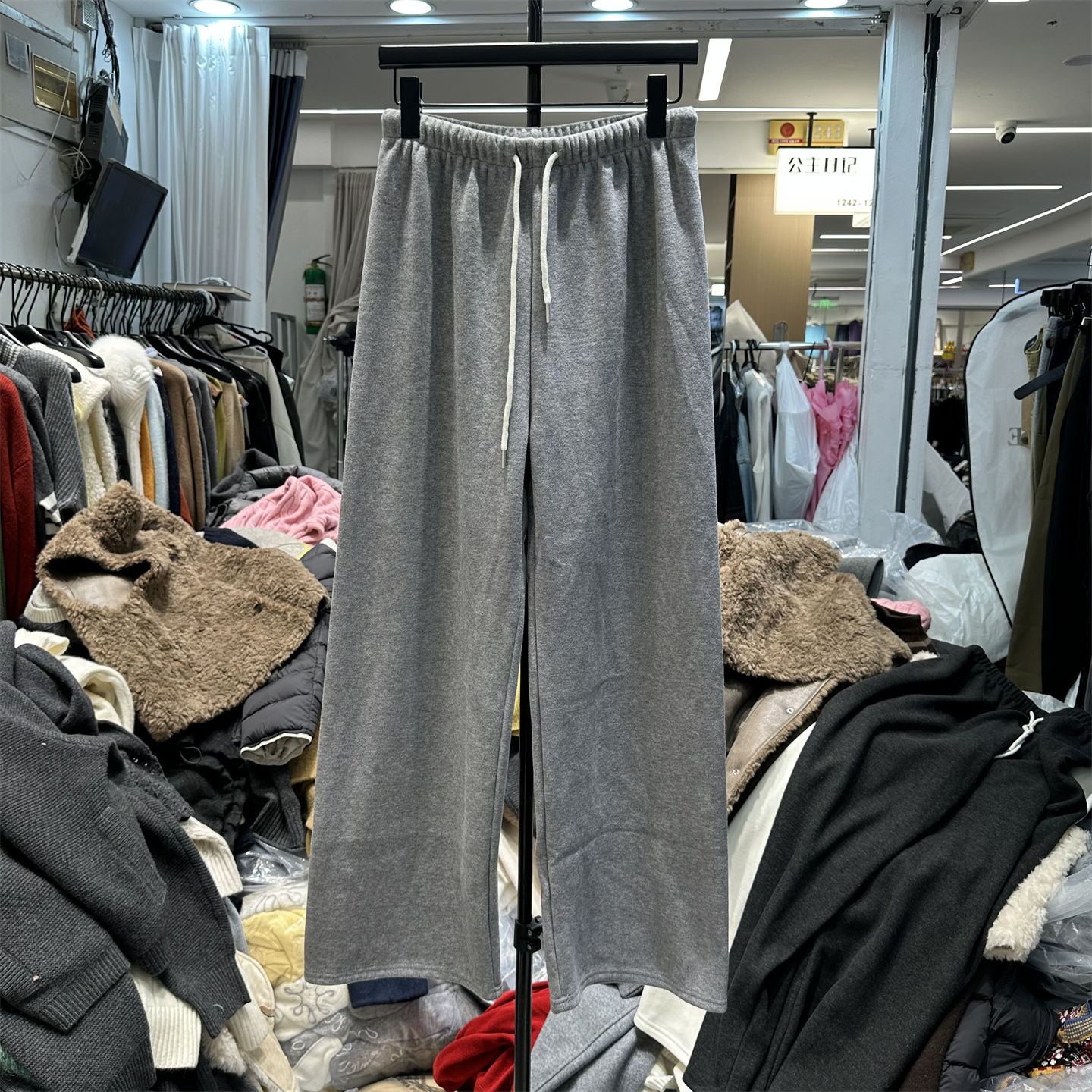 高腰垂感加绒加厚卫裤女