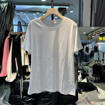 韩版圆领啃边短袖T恤女打底衫