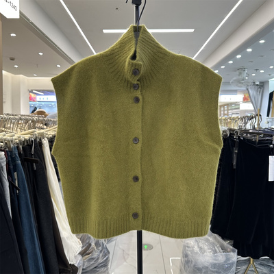 立领无袖棉羊毛针织马甲女