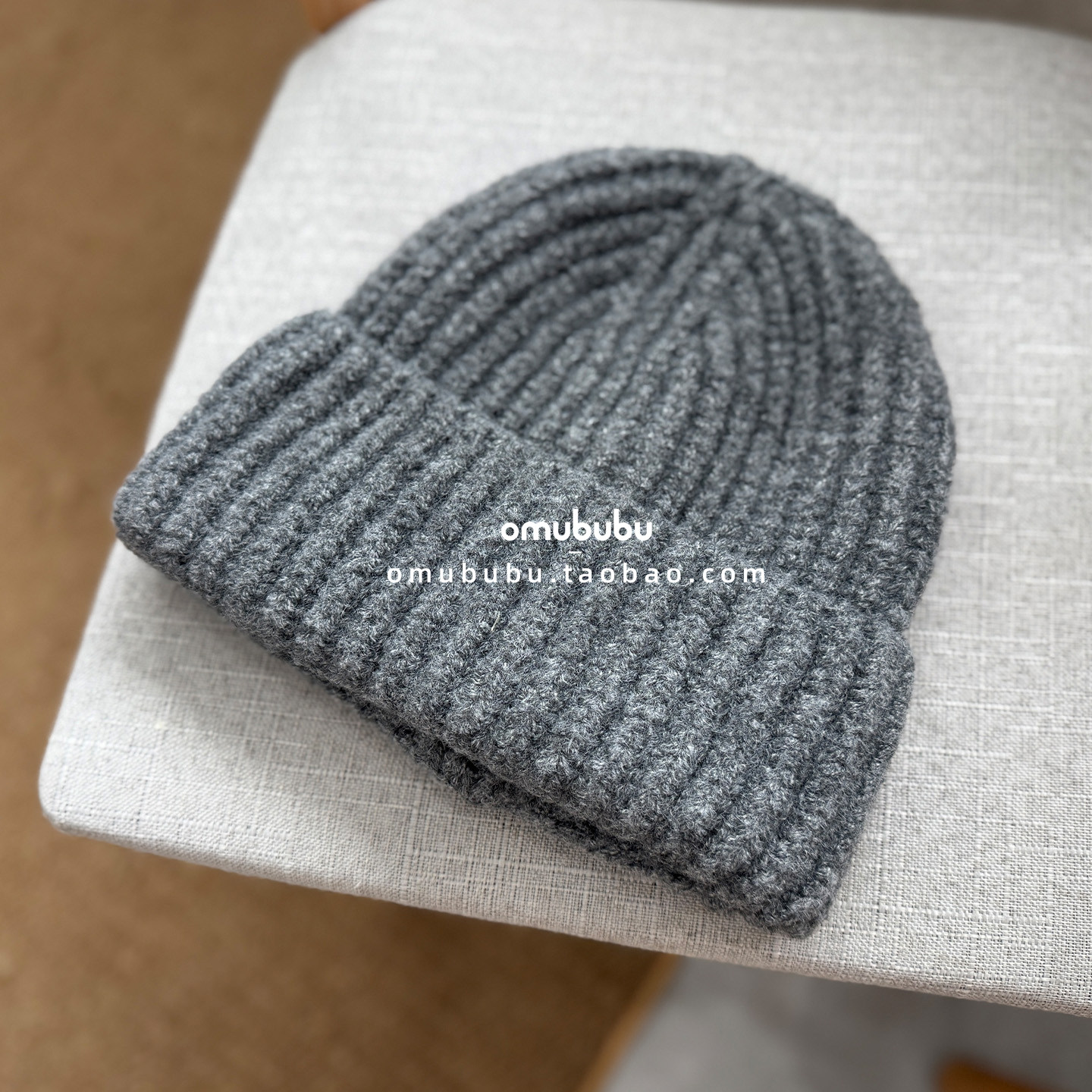 omububu韩版纯色针织毛线帽女秋冬保暖百搭冷帽男女坑条纹针织帽