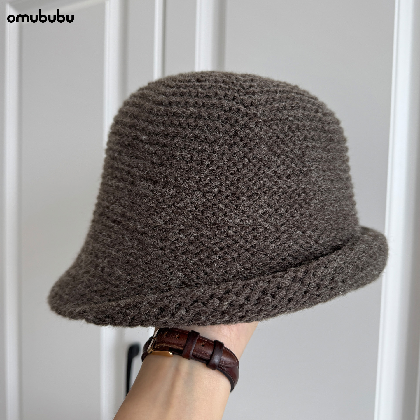 omububu日系风羊毛卷边渔夫帽女