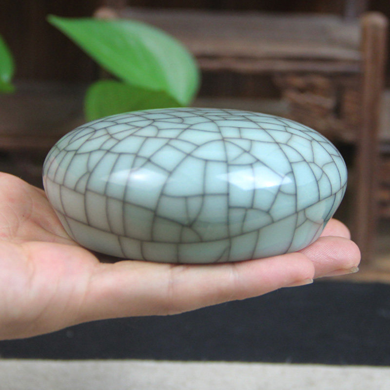 龙泉青瓷中式 镇纸瓷 文镇 书镇 书尺 镇尺 文房四宝茶杯座把玩件