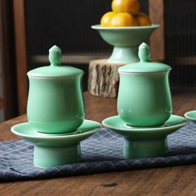 中式青瓷摆件家用佛前观音净水