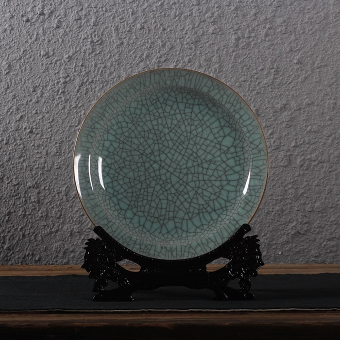 龙泉青瓷 装饰器皿 坐盘挂盘哥窑冰裂现代中式客厅装饰工艺品摆件,家居饰品,装饰坐盘/挂盘,淘宝优惠券,粉丝福利购,淘宝优惠卷