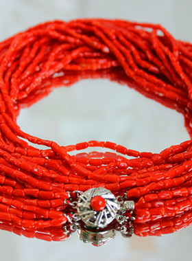 西洋古董珠宝首饰海外进口二手回流红红火火红色宝石项链