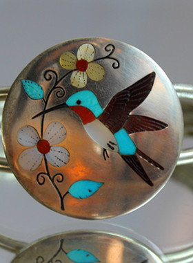 西洋古董珠宝首饰欧洲进口印第安Navajo纳瓦霍松石银手镯手排