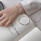 正品 香港正生彩虹笑脸925银饰手链ins小众设计小众小众气质手串送