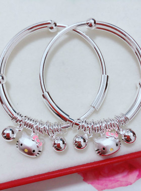 kt猫足银俏皮风小公主推拉手镯
