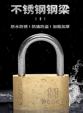 RESET户外防水防锈铜挂锁宿舍家用门锁 通开加大加粗抽屉锁头