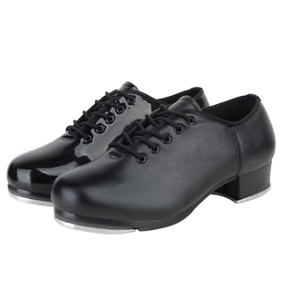 女踢踏舞鞋直板硬底男成人女童女孩男童男孩少儿黑色初学踢他舞鞋