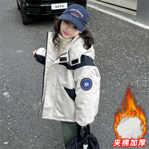 女童三合一冲锋衣夹棉外套新款中大童女孩儿童秋冬装防风衣两件套
