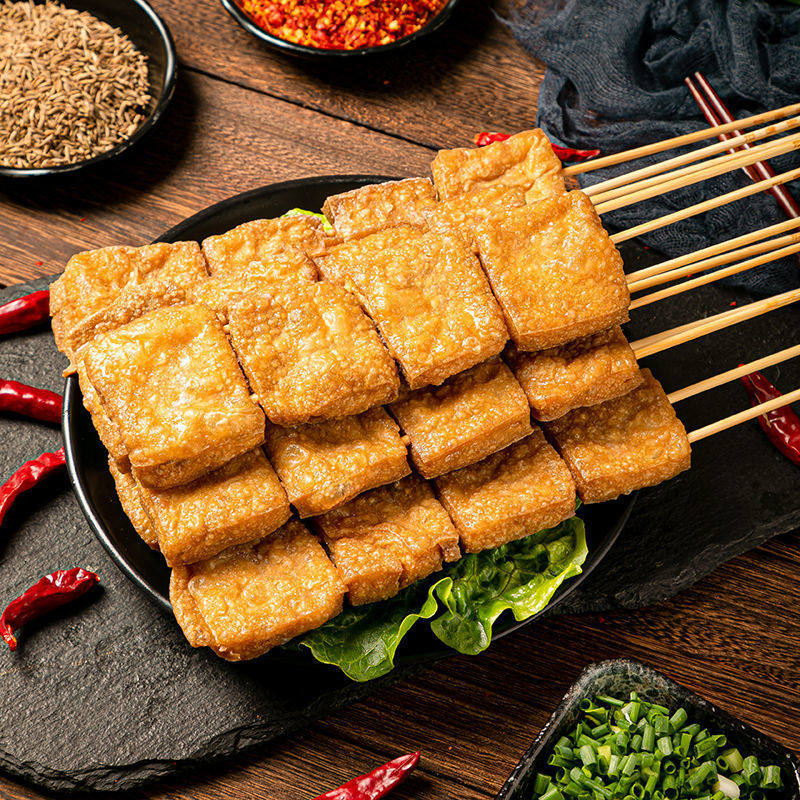 过师傅臭豆腐串20串油炸半成品铁板麻辣烫素食黄色整箱臭豆干小吃