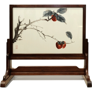 艺绫手工刺绣精品双面苏绣摆件新中式书房酸枝摆台伴手礼事事如意