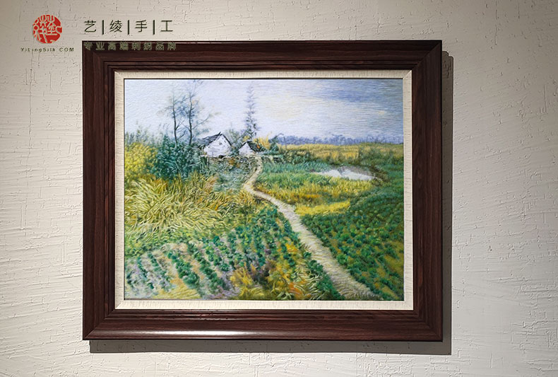 艺绫品牌纯手工刺绣画欧式别墅客厅书房装饰风景油画苏绣精品满绣图片