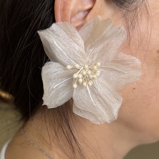 美高原创仙气手工花耳环新娘饰品跟妆造型拍照写真旅拍外景样片