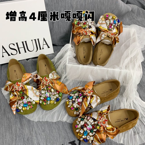 H8053-2欧洲站2026秋季新款水钻松糕厚底两穿满钻增高勃肯鞋