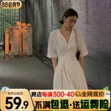 Белое осеннее небольшое платье, дизайнерская длинная юбка, французский стиль, тренд сезона, подходит для подростков